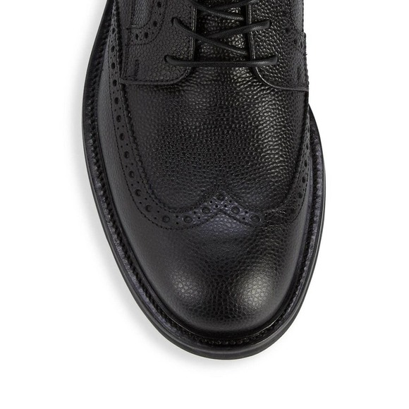 ROBERTO CAVALLI BLACK GRAINED LEATHER LOGO BROGUE LACE COMBAT BOOTS 42 / 9 ITALY main image 11